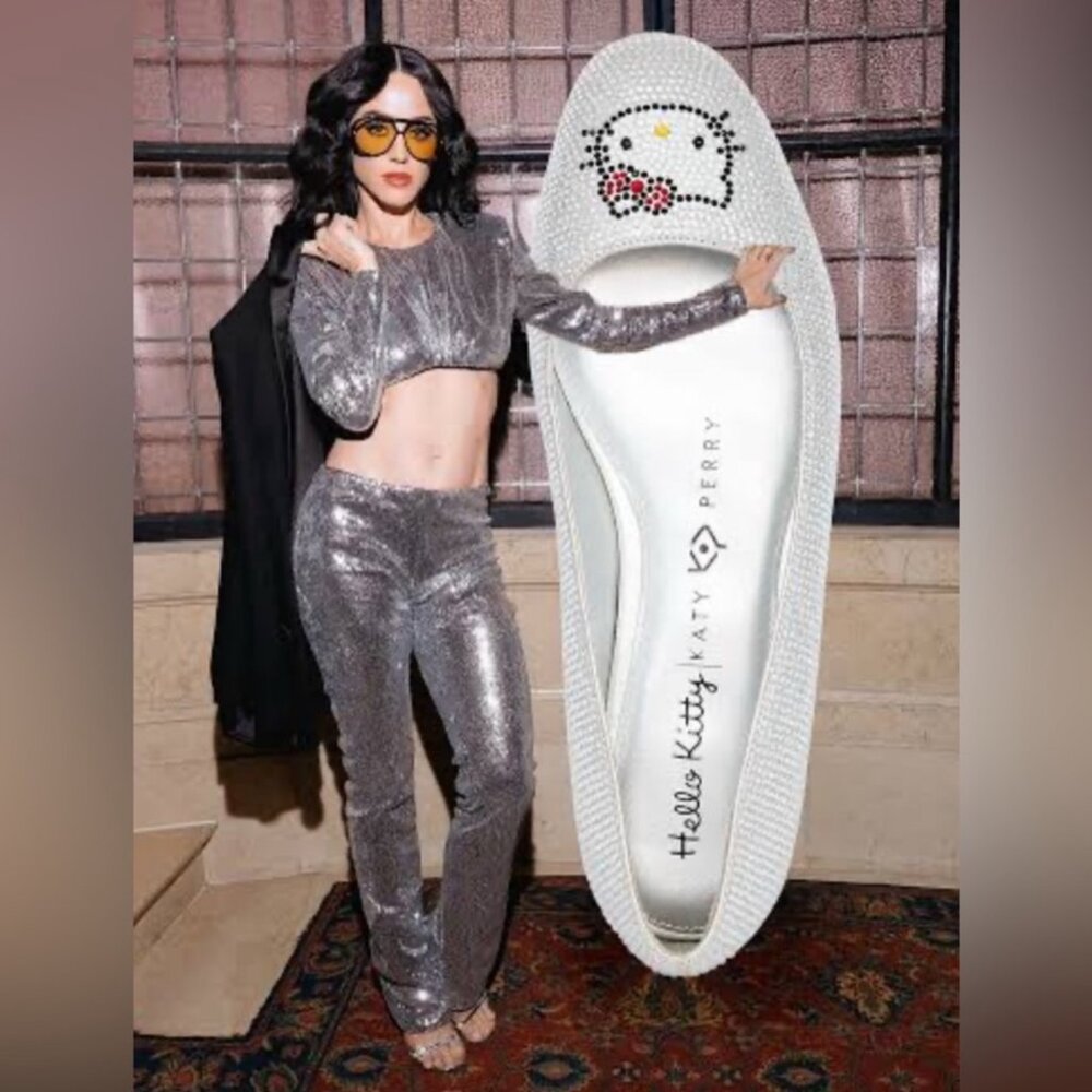 Hello Kitty x Katy Perry Crystal Ballet Flat (Silver) Brand New, Size 7.